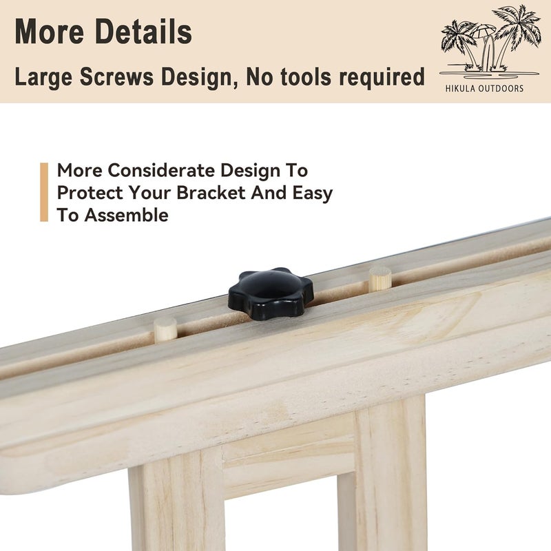 HIKULA Surfboard Stand Racks, Indoor Display Stand Shortboard and Longboard Organizer Floor-Standing Design, Storage & Display for Surfboard and Skimboard, Polished Beach Wooden - Image 4